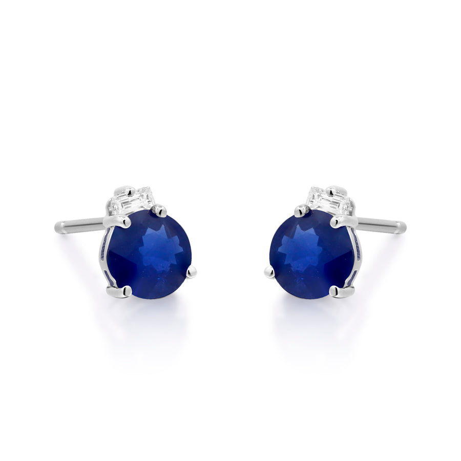 Viviana 10K White Gold Round-Cut Ceylon Blue Sapphire Earring