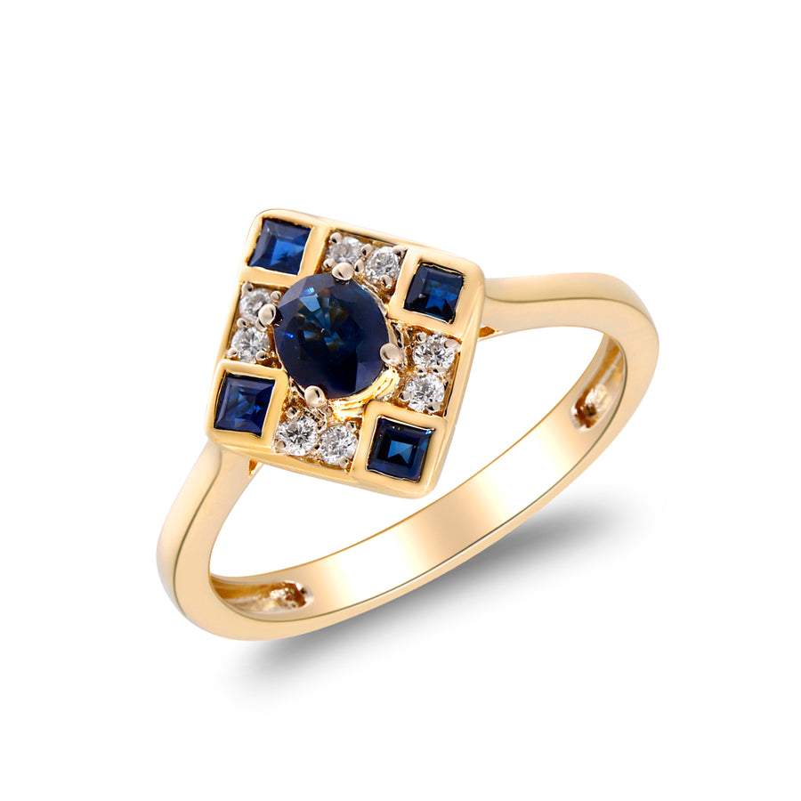 Samara 10K Yellow Gold Oval-Cut Blue Sapphire Ring