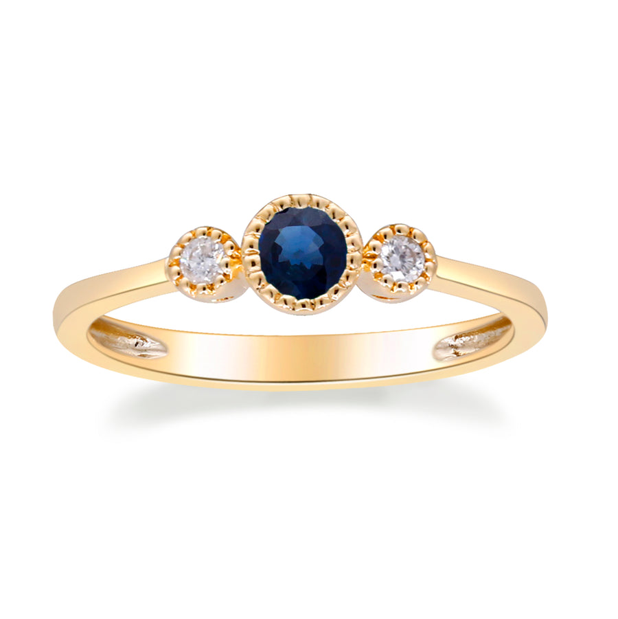 Alayna 10K Yellow Gold Round-Cut Ceylon Blue Sapphire Ring