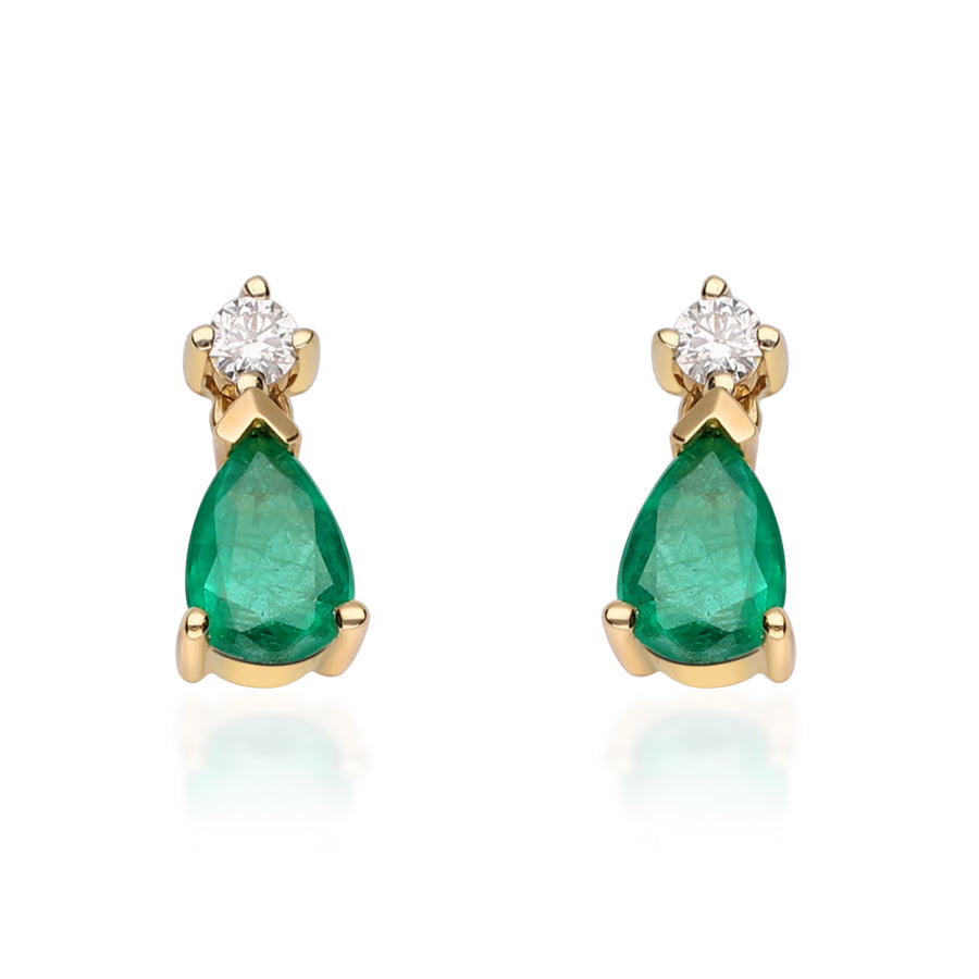 Celeste 10K Yellow Gold Pear-Cut Natural Zambian Emerald Earring