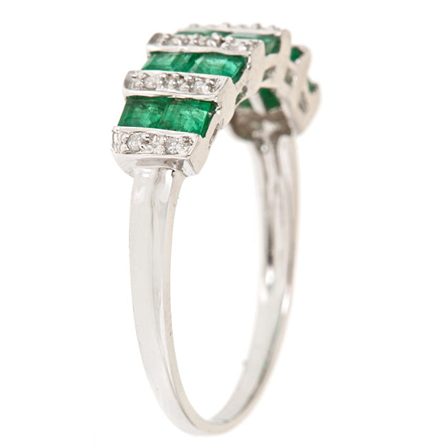 Ava 14K White Gold Square-Cut Emerald Ring