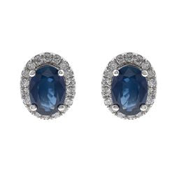 Penny 10K White Gold Oval-Cut Ceylon Blue Sapphire Earring