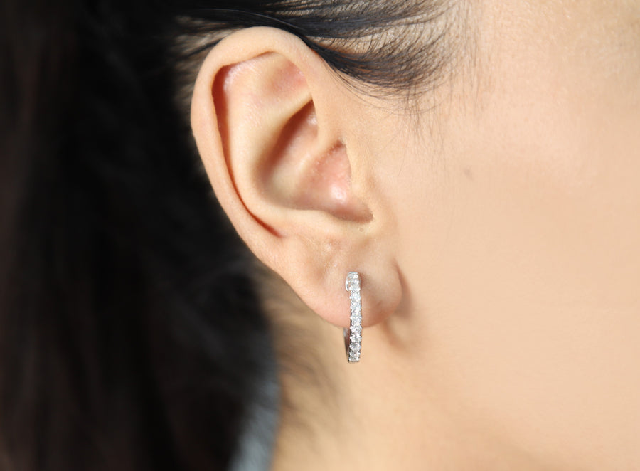Jazmine 14K White Gold Round-Cut White Diamond Earring