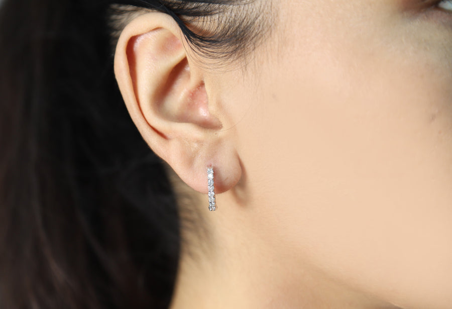 Jazmin Round-Cut White Diamond Earrings in 14K White Gold