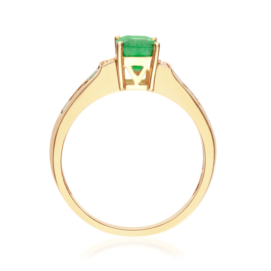 Aniya: 10K Yellow Gold Ring with Emerald-Cut Natural Zambian Emerald
