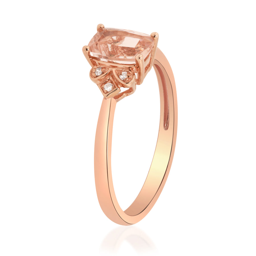 Kiara 10K Rose Gold Cushion-Cut Madagascar Morganite Ring