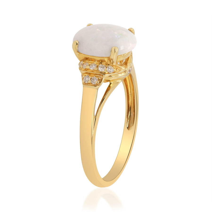 Aleah 10K Yellow Gold Oval-Cut Australian Opal Ring