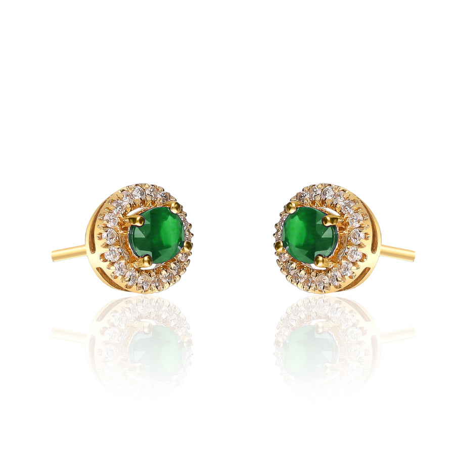 Penny 10K Yellow Gold Oval-Cut Natural Zambian Emerald Earring