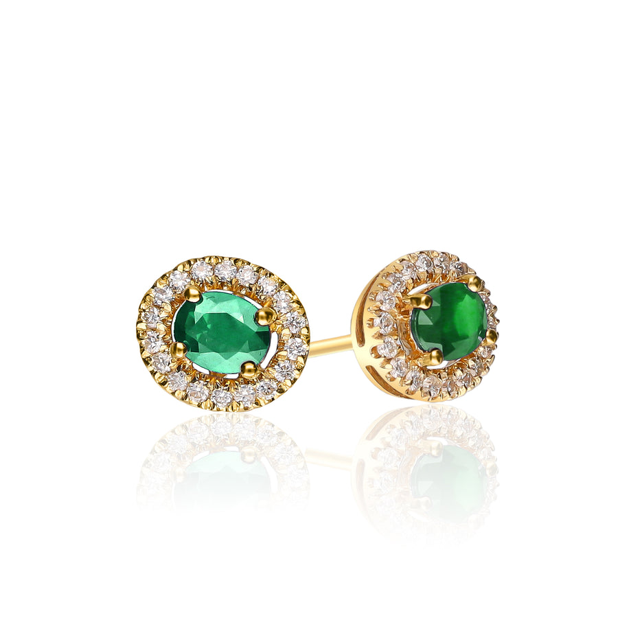 Penny 14K Yellow Gold Oval-Cut Emerald Earring