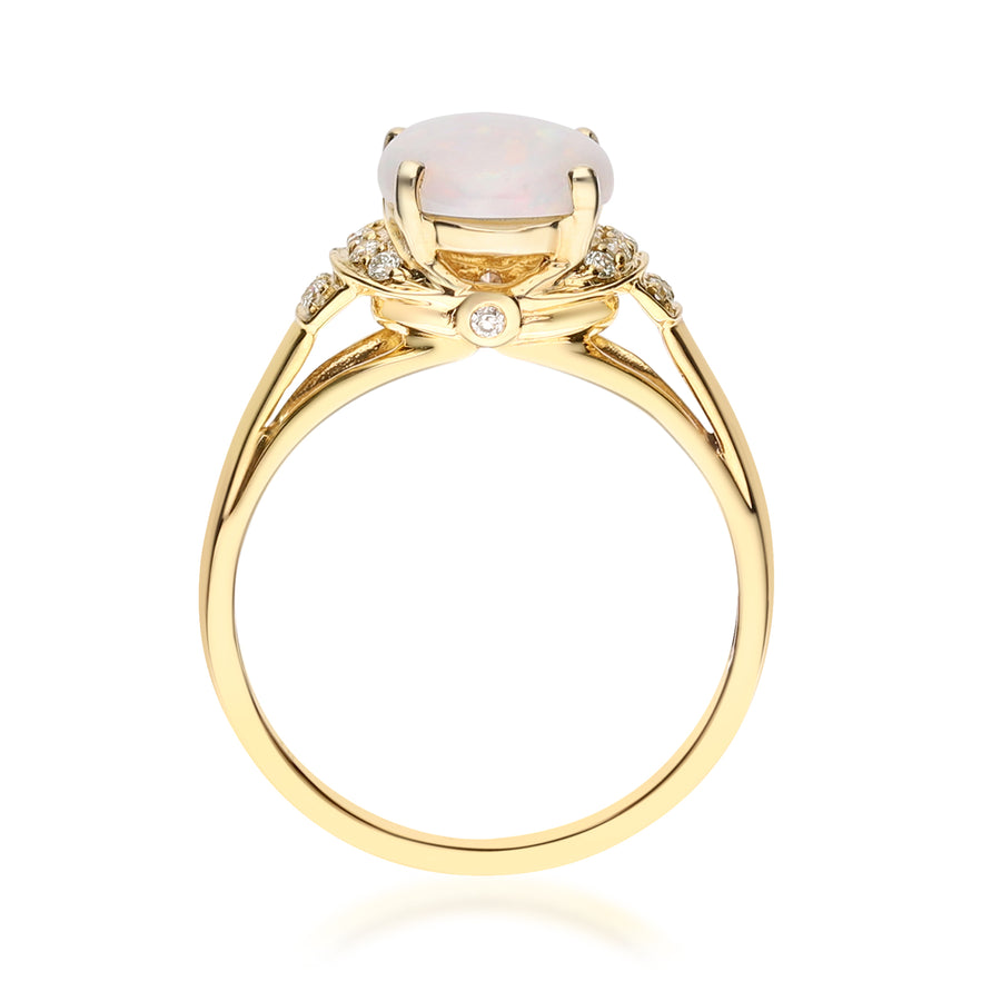 Aleah 10K Yellow Gold Oval-Cut Australian Opal Ring