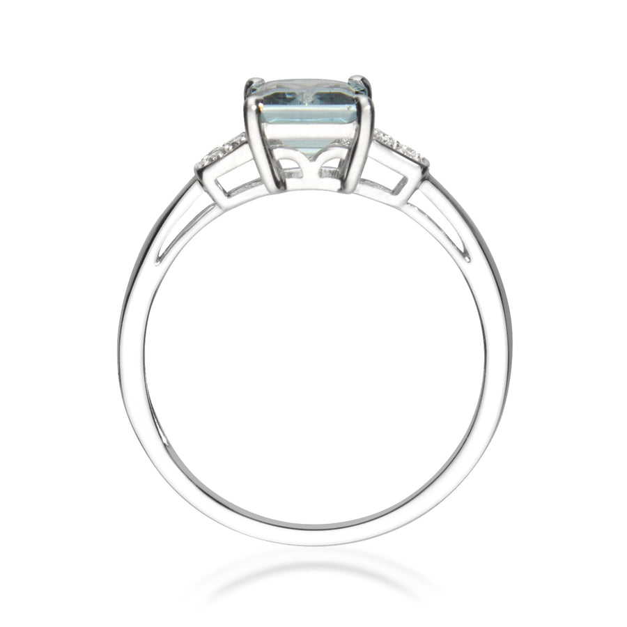 Alexa 10K White Gold Emerald-Cut Brazilian Aquamarine Ring