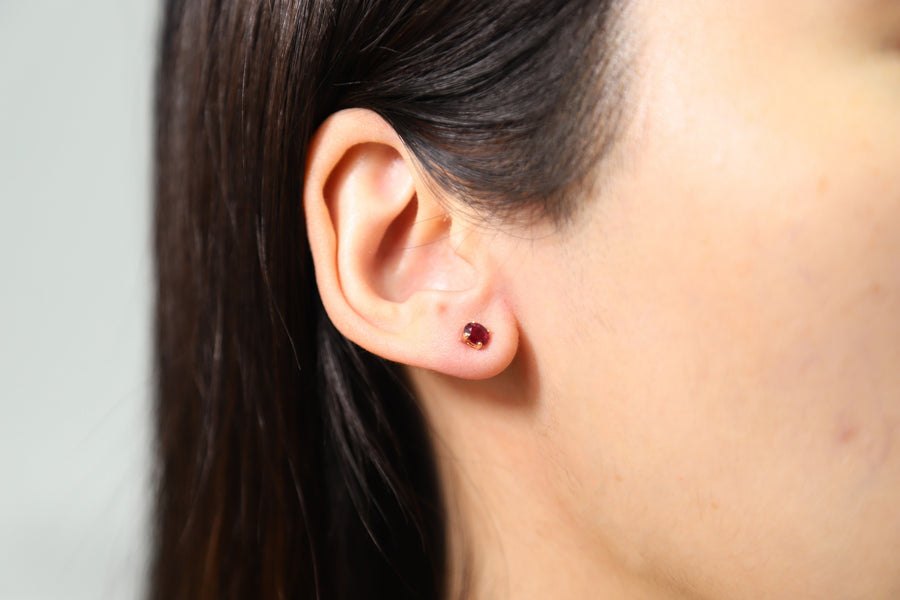 Jessie 14K Yellow Gold Oval-Cut Ruby Earring