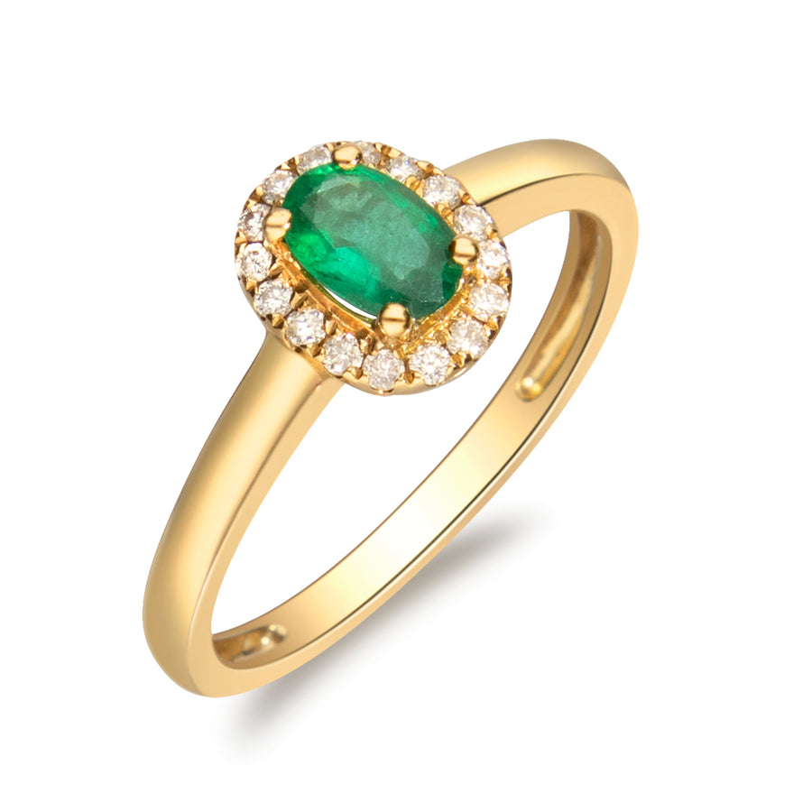 Timeless Beauty: Anya 10K Yellow Gold Ring with Oval-Cut Natural Zambian Emerald