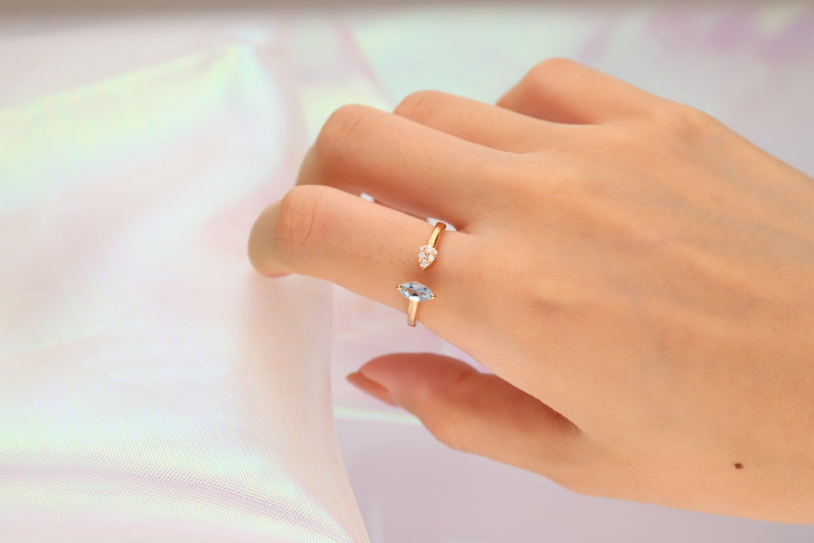 Alina 18K Rose Gold Marquise-Cut Brazilian Aquamarine Ring