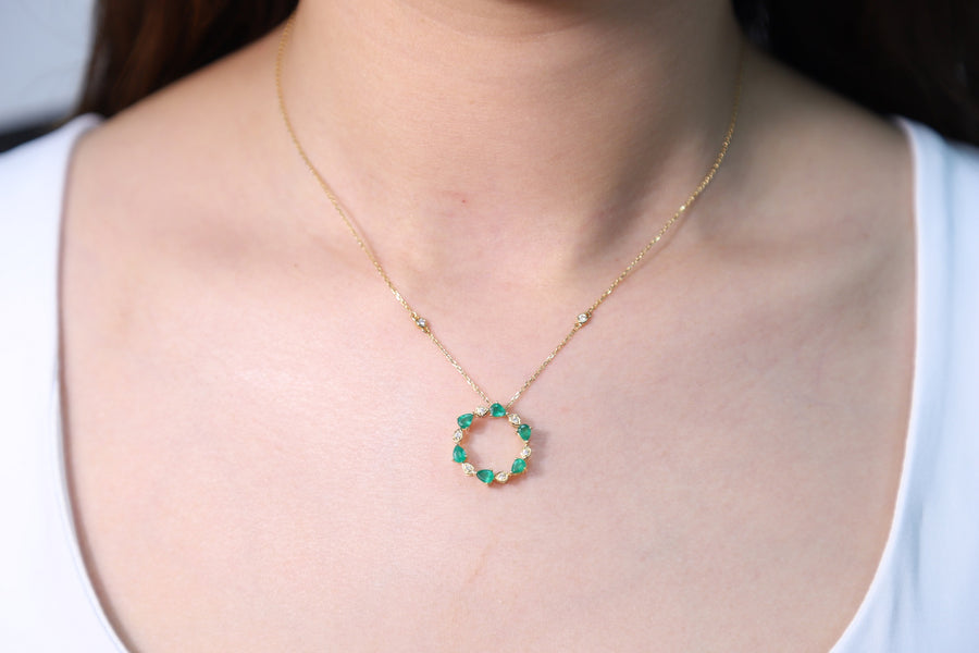 Amelia 10K Yellow Gold Pear-cut Emerald Pendant