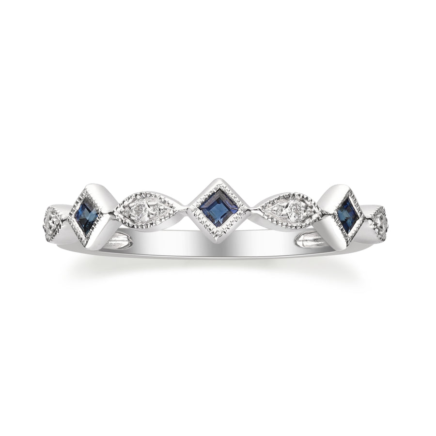 Lena 18K White Gold Square-Cut Ceylon Blue Sapphire Ring