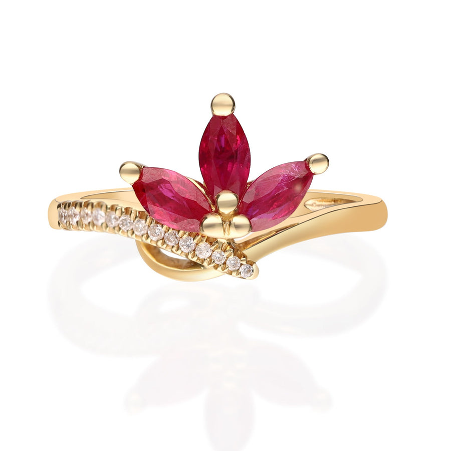 Freyja 14K Yellow Gold Marquise-Cut Mozambique Ruby Ring