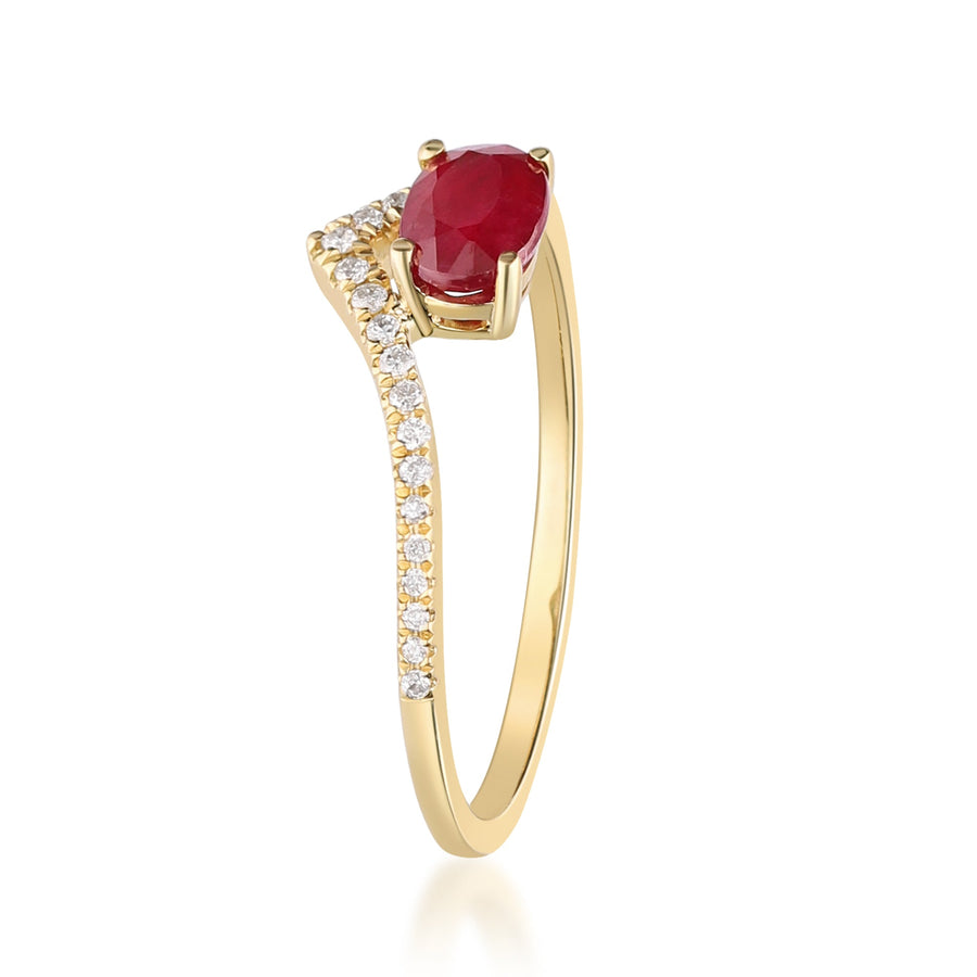 Alisson 10K Yellow Gold Oval-Cut Mozambique Ruby Ring