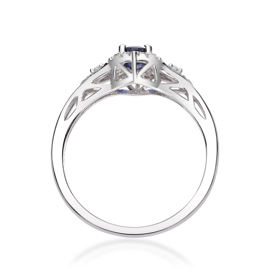 Alivia 10K White Gold Oval-Cut Ceylon Blue Sapphire Ring
