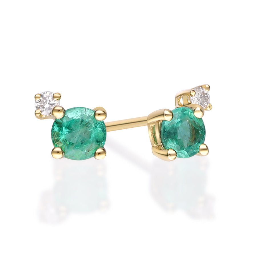 Brynlee 10K Yellow Gold Round-Cut Emerald Earring