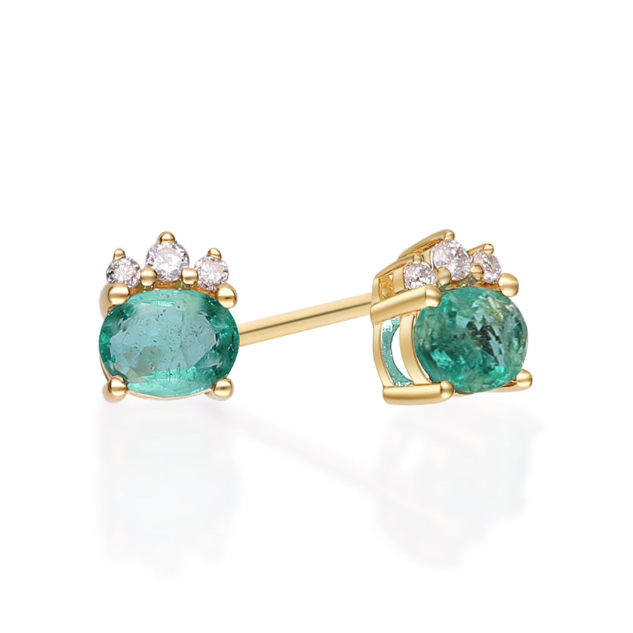 Emilee 10K Yellow Gold Oval-Cut Emerald Earring