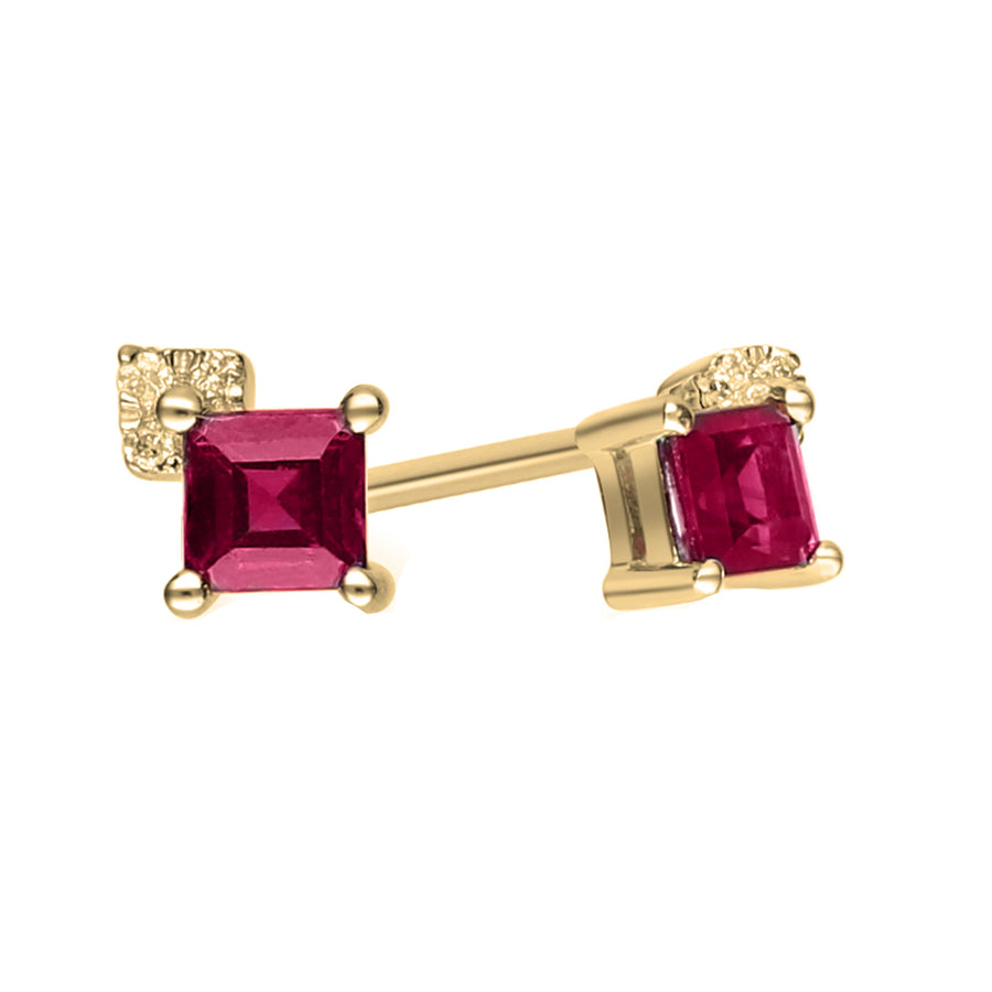 Christina 10K Yellow Gold Square-Cut Mozambique Ruby Earring