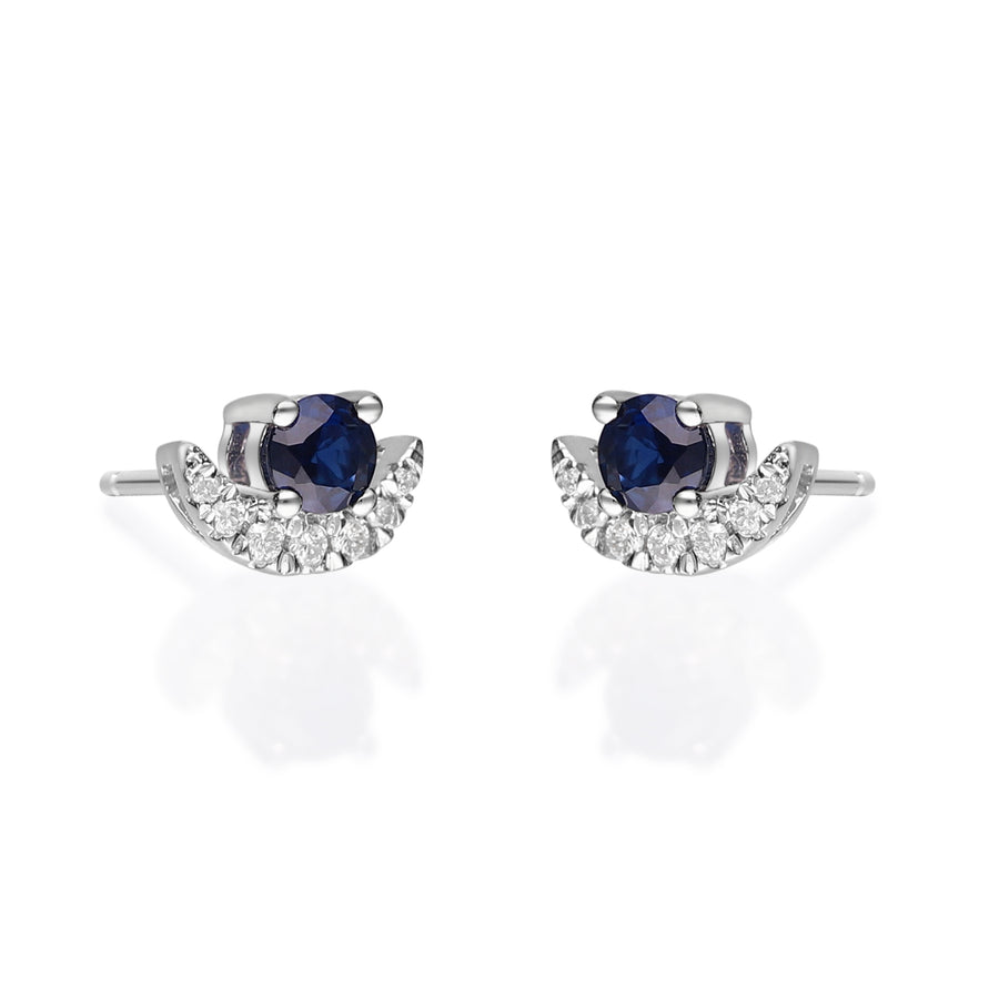 Aubree 10K White Gold Round-Cut Blue Sapphire Earring