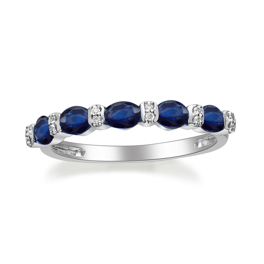 Everly 10K White Gold Oval-Cut Blue Sapphire Ring