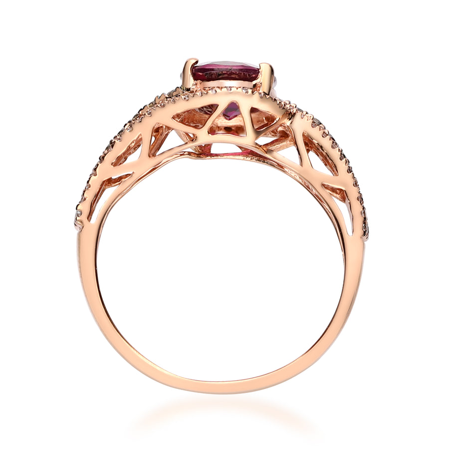 Ophelia 14K Rose Gold Oval-Cut Madagascar Rodholite Ring