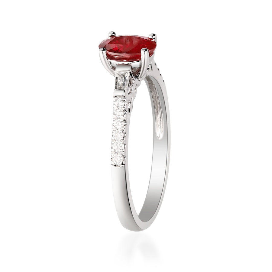 Oakleigh 14K White Gold Oval-Cut Ruby Ring