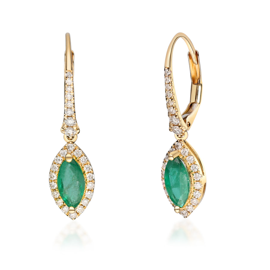Riley 14K Yellow Gold Marquise-Cut Zambian Emerald Earrings