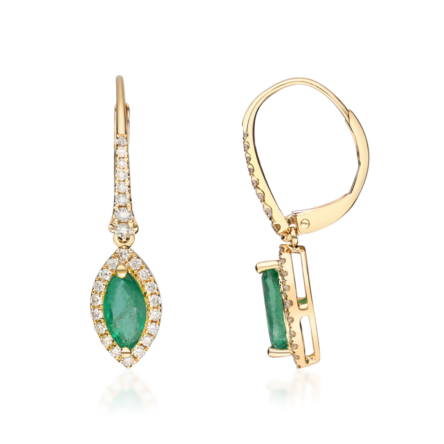 Riley 14K Yellow Gold Marquise-Cut Zambian Emerald Earrings