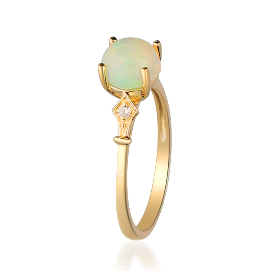 Raquel 14K Yellow Gold Round-Cut Natural African Opal Ring