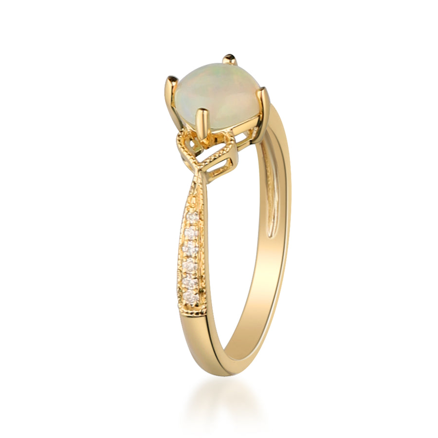 Sara 14K Yellow Gold Cushion-Cut Natural African Opal Ring