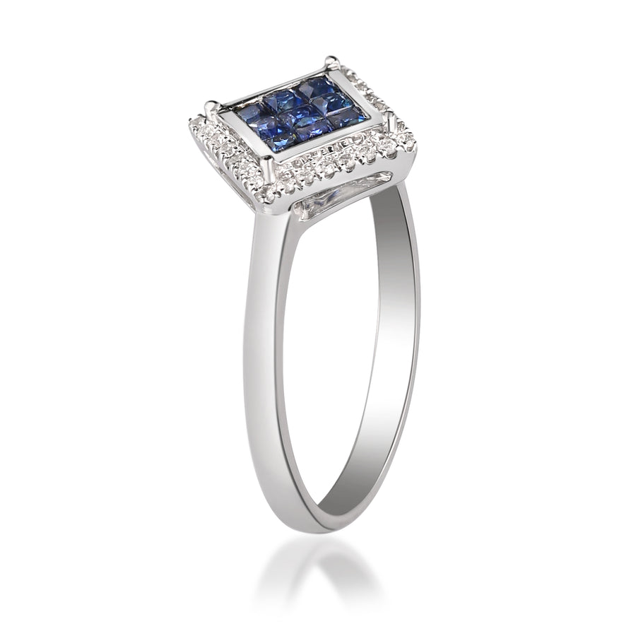 Melissa 10K White Gold Princess-Cut Blue Sapphire Ring