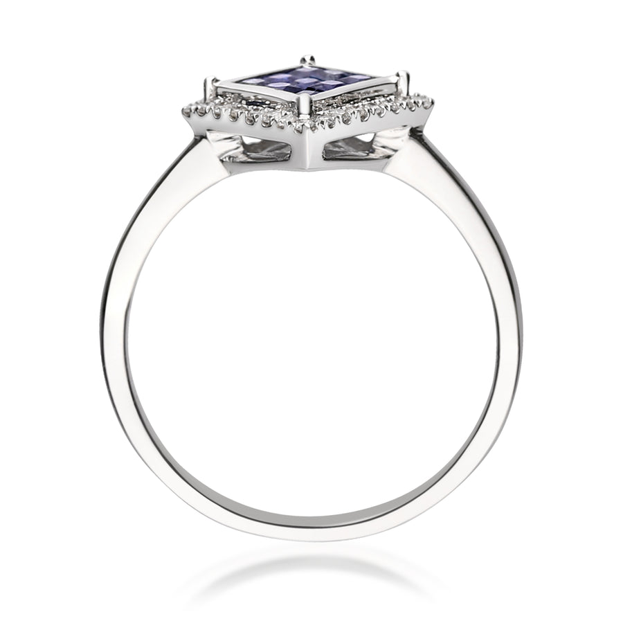 Melissa 10K White Gold Princess-Cut Blue Sapphire Ring