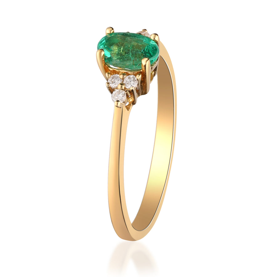 Radiant Elegance: Aliana 10K Yellow Gold Ring with Oval-Cut Natural Zambian Emerald