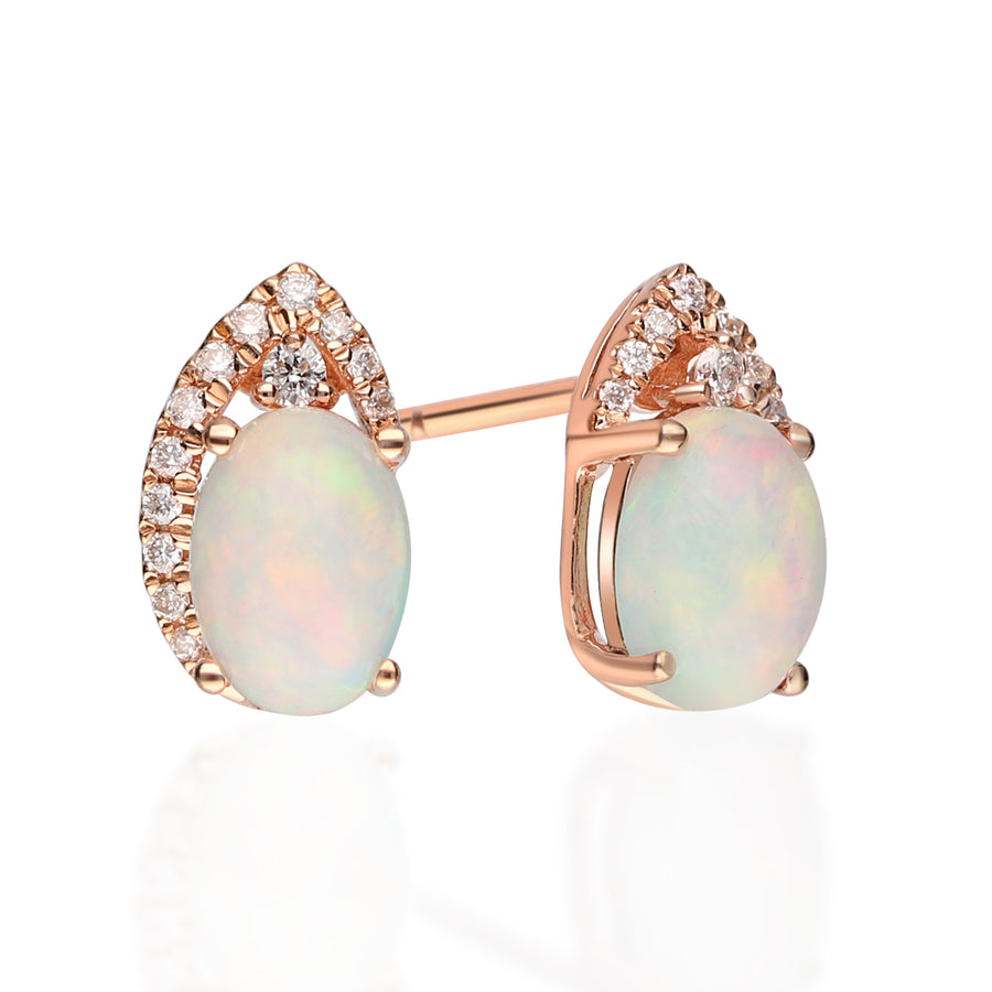 Sky 14K Rose Gold Oval-Shape Ethiopian Opal Earrings