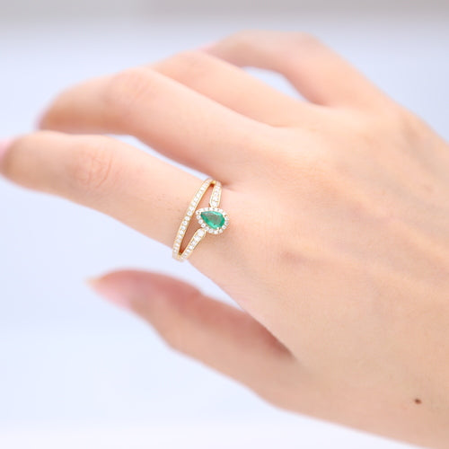 Ezra 14K Yellow Gold Ring with Pear-Cut Emerald