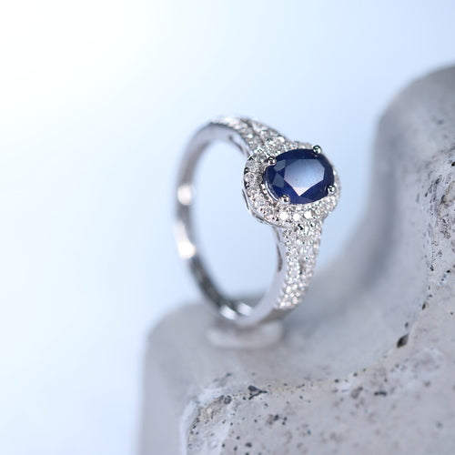 Amiya 14K White Gold Oval-Cut Ceylon Blue Sapphire Ring
