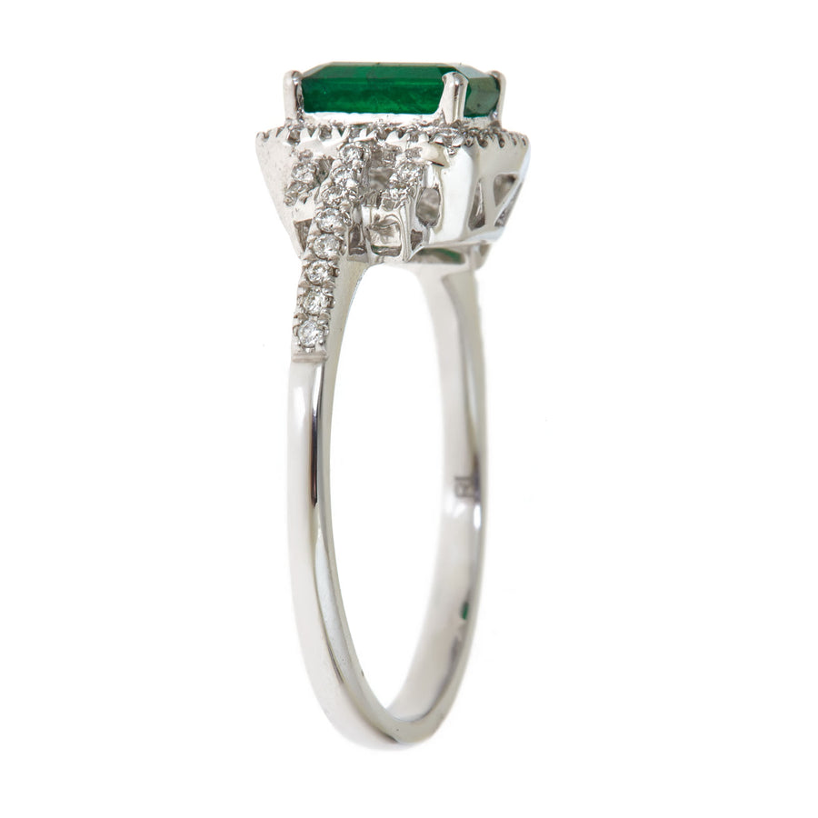 Elliana 14K White Gold Emerald-Cut Emerald Ring