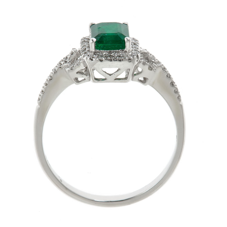 Elliana 14K White Gold Emerald-Cut Natural Zambian Emerald Ring