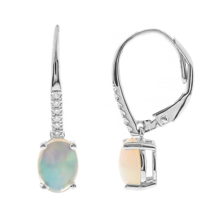Aya 10K White Gold Oval-Cut Ethiopian Opal Earring