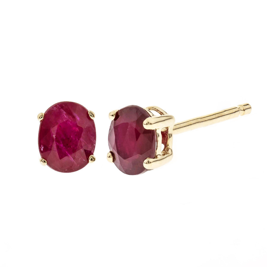 Jessie 14K Yellow Gold Oval-Cut Mozambique Ruby Earring