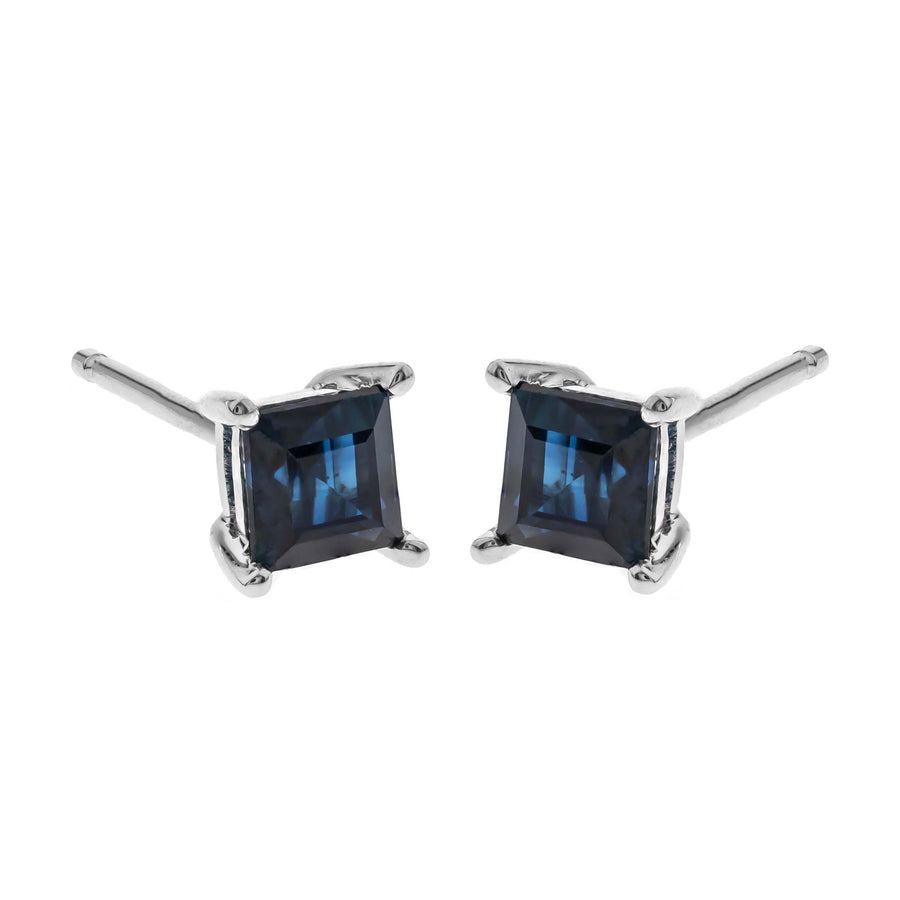 Hallie 14K White Gold Square-Cut Ceylon Blue Sapphire Earring