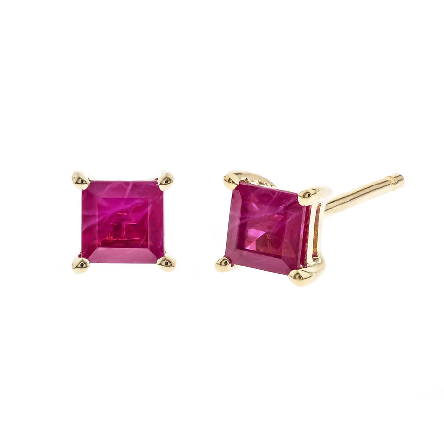 Jenna 14K Yellow Gold Square-Cut Mozambique Ruby Earring