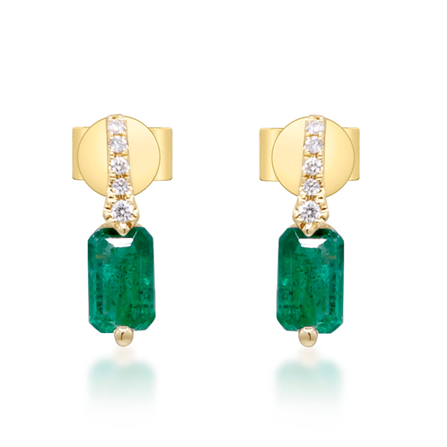 Elsie 10K Yellow Gold Emerald-Cut Natural Zambian Emerald Earrings