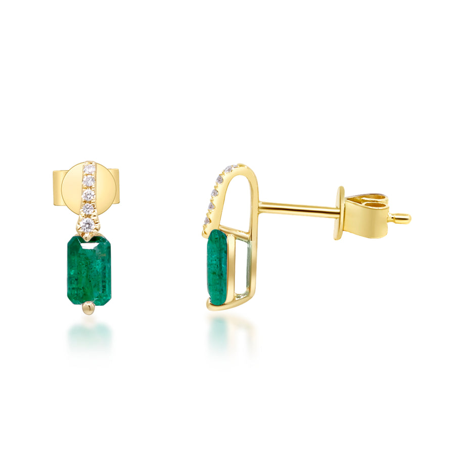 Elsie 10K Yellow Gold Emerald-Cut Natural Zambian Emerald Earrings
