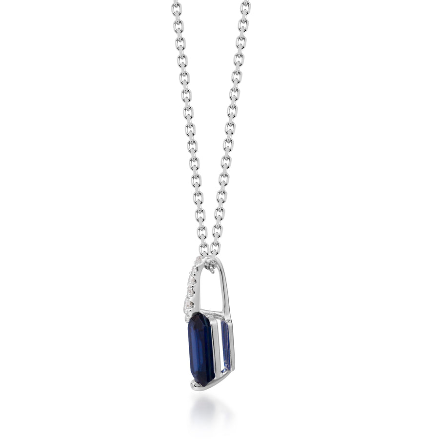 Nova 10K White Gold Emerald-Cut Ceylon Blue Sapphire Pendant