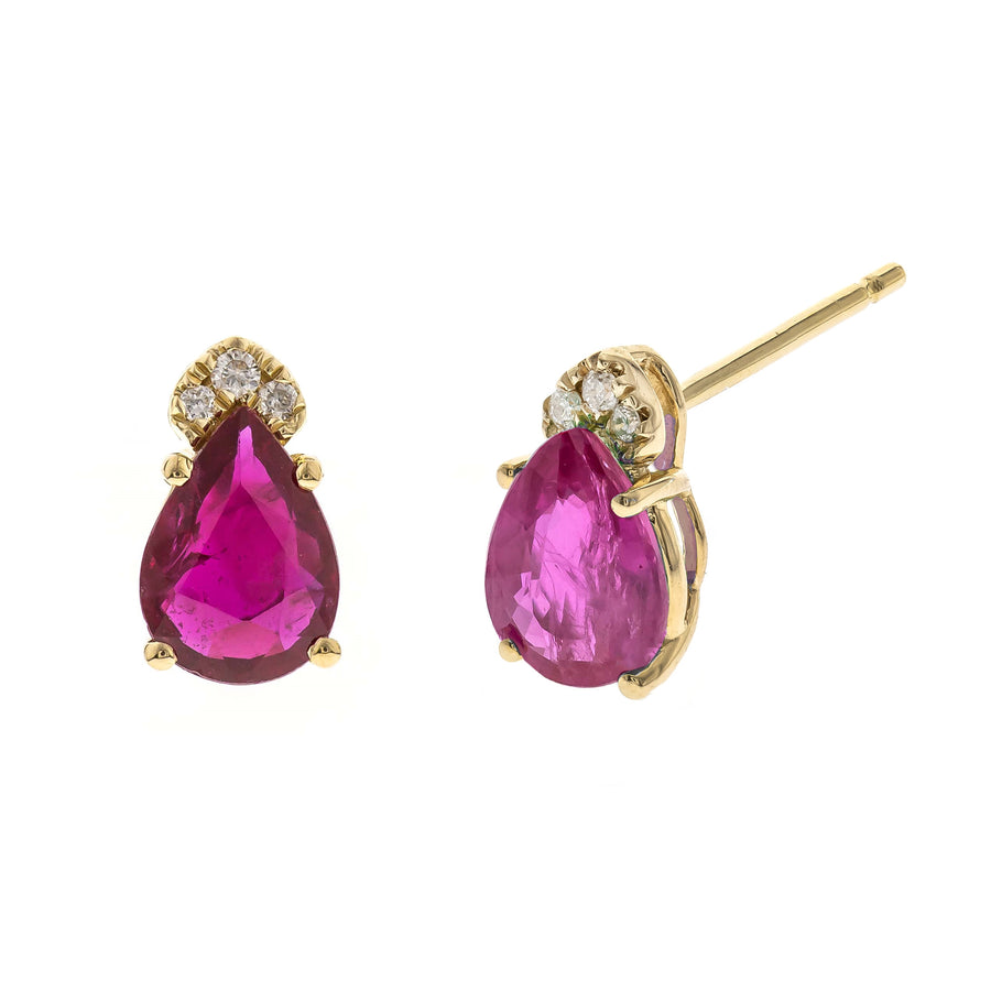 Kayleigh 10K Yellow Gold Pear-Cut Mozambique Ruby Earrings
